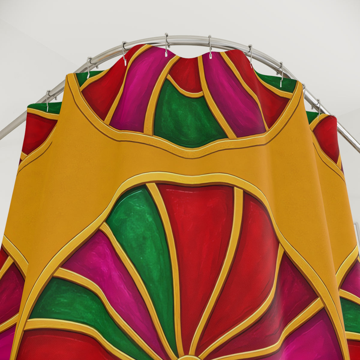 Grand Kaleido Jewel Wheels Shower Curtain – Kaleidoscopic Medallion Pattern