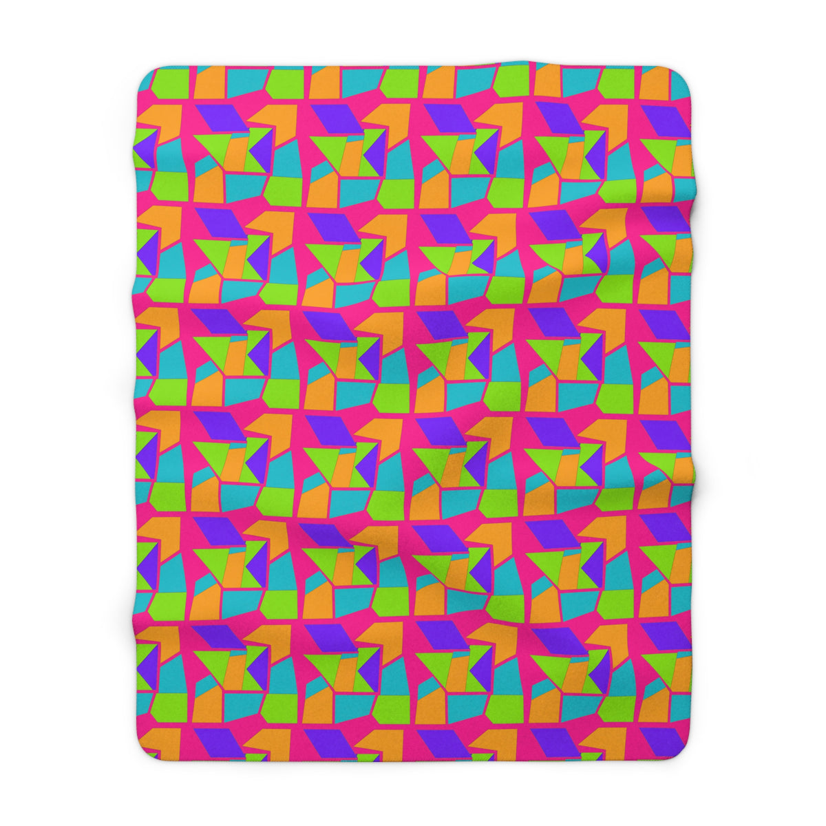 Cubist Block Quilt Sherpa Fleece Blanket – Tropical Punch