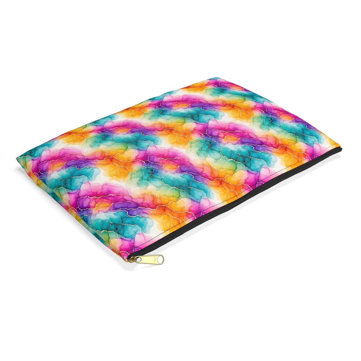Rainbow Alcohol Ink Bloom Zip Accessory Pouch