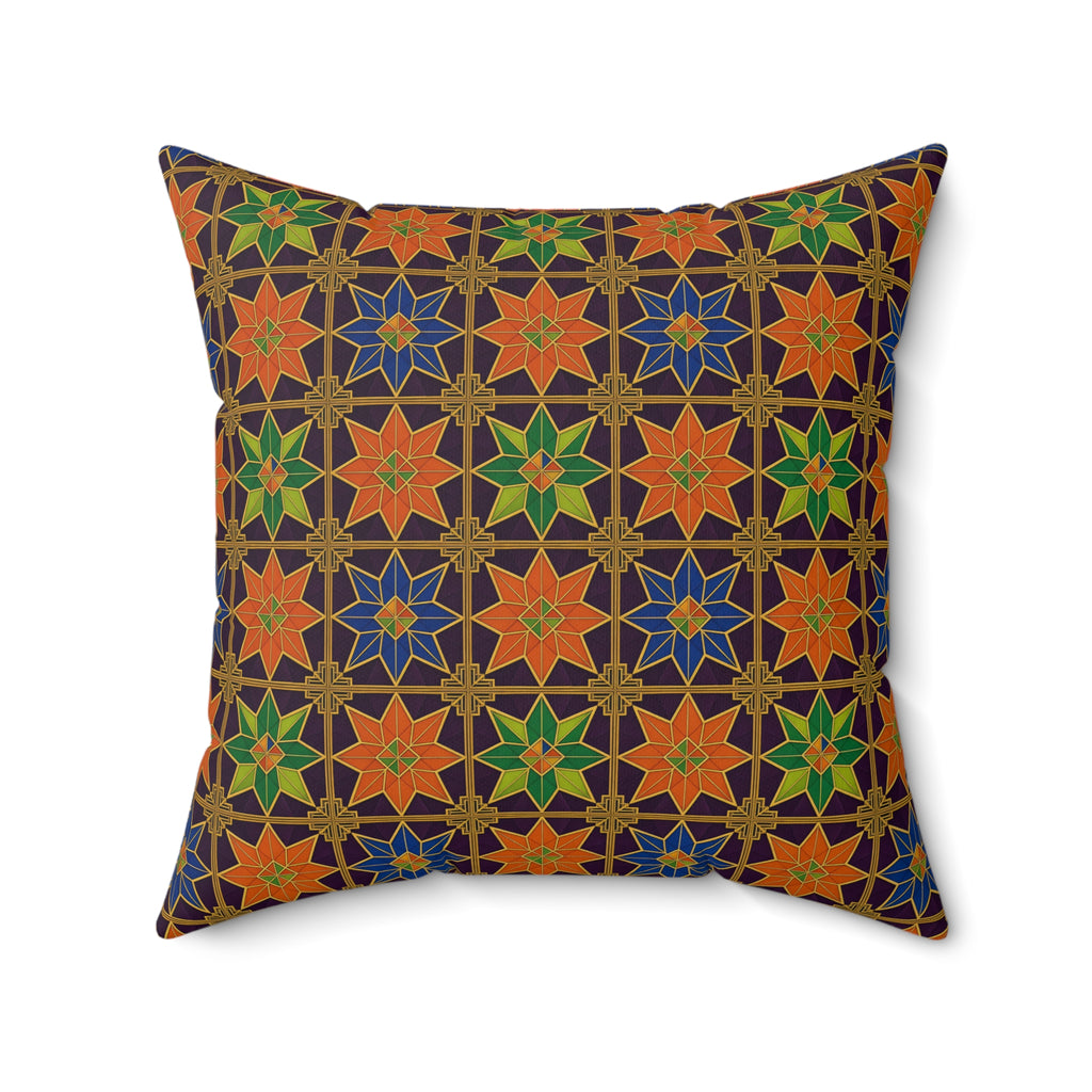 Deco Star Tiles Faux Suede Cushion – Kaleidoscopic Deco Pattern – view 8