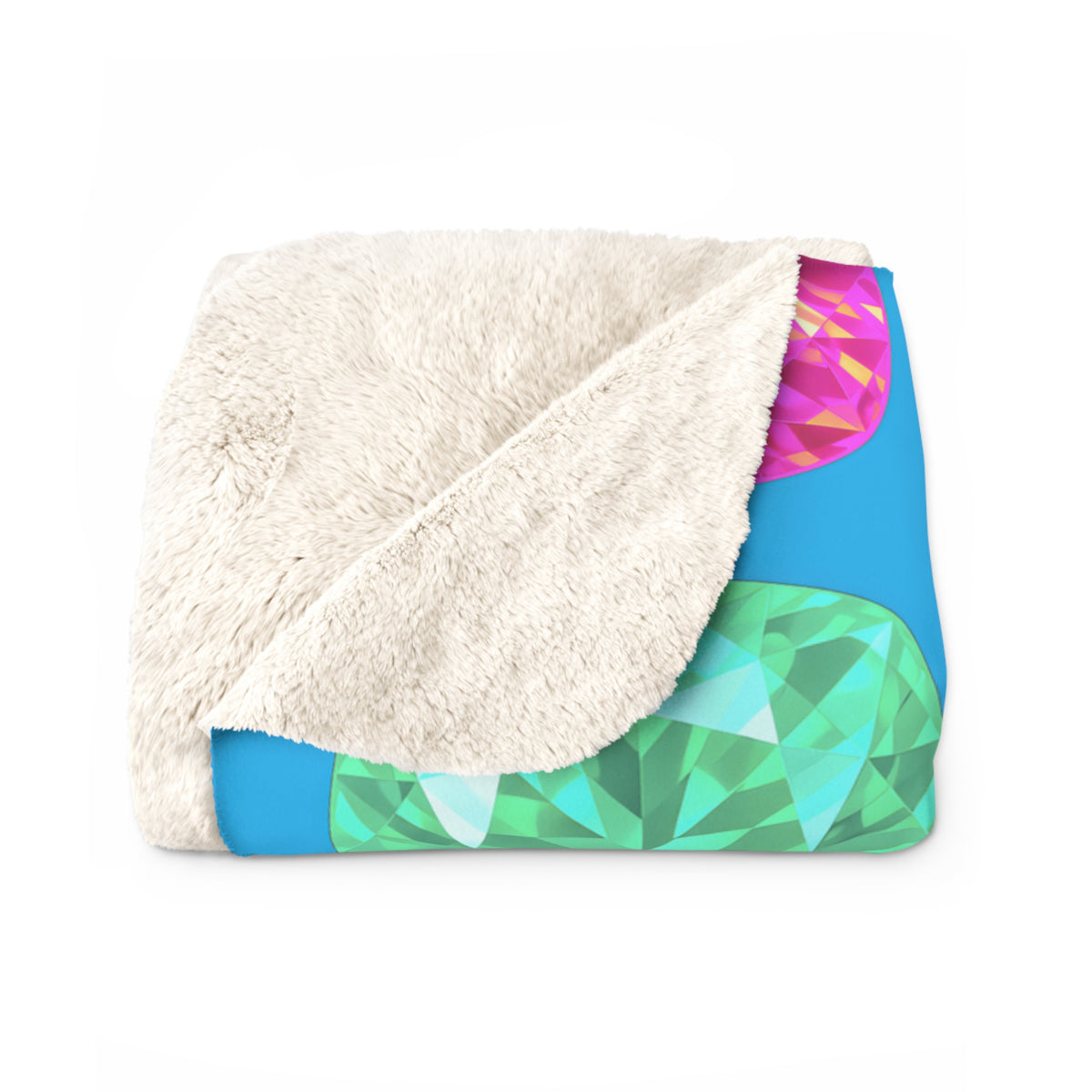Giant Cut Gem Grid Sherpa Fleece Blanket – Ice Jewel