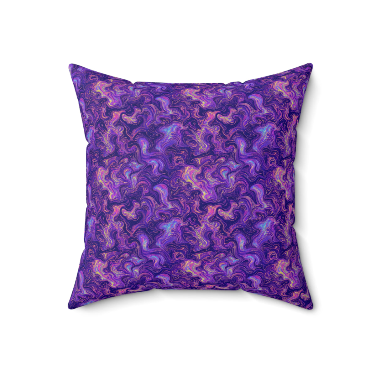 Ultraviolet Marble Swirl Faux Suede Cushion – Psychedelic Marbling Pattern