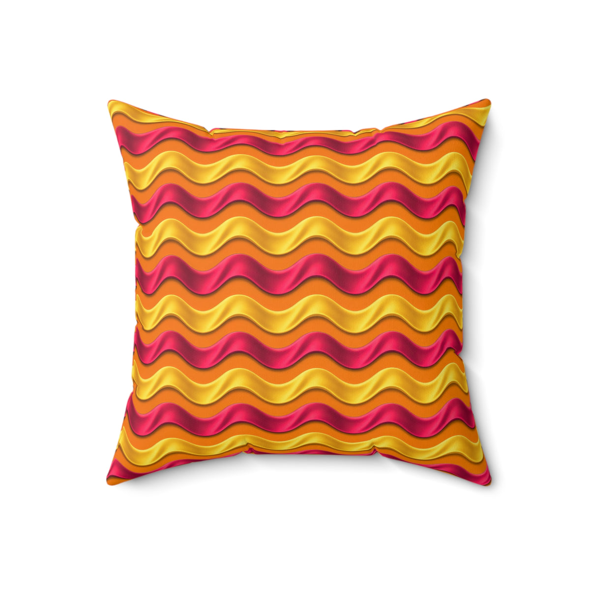 Satin Wave Bands Faux Suede Cushion – Cranberry Spice