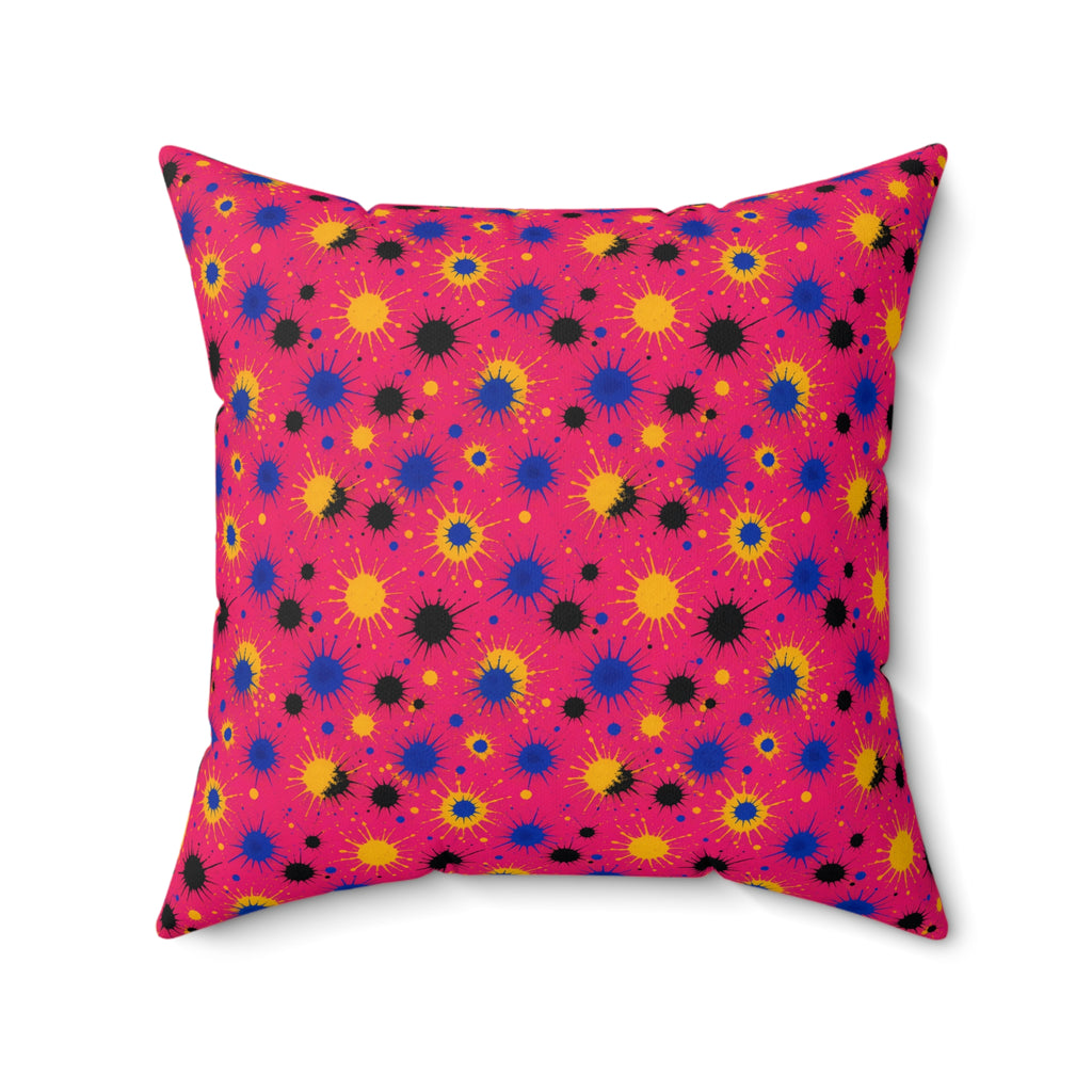 Pink Ground Splash Faux Suede Cushion – Ink Splash Pattern