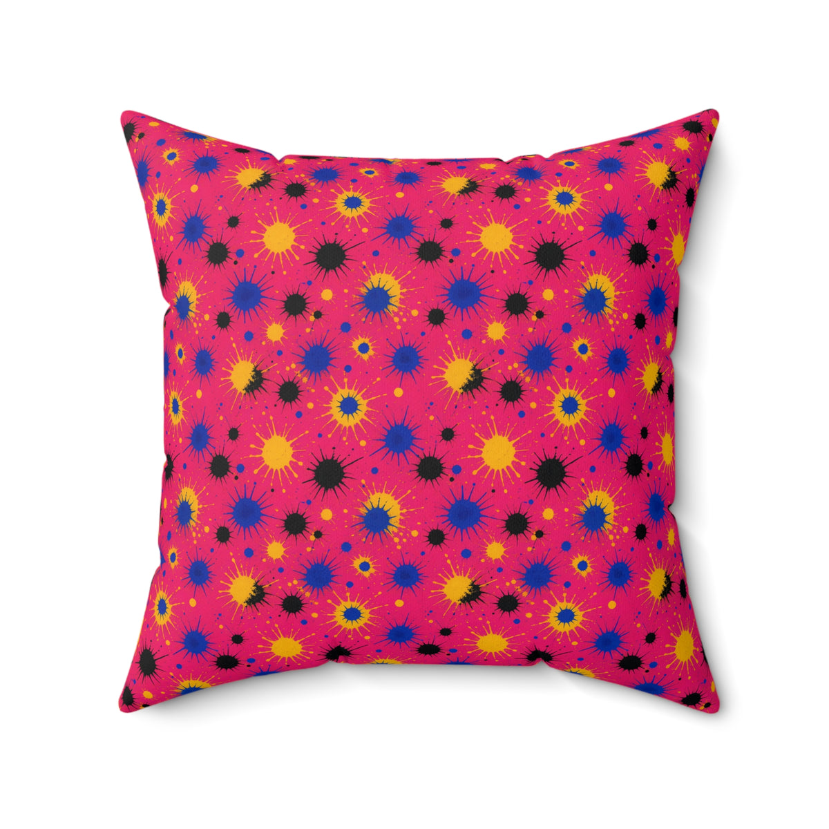 Pink Ground Splash Faux Suede Cushion – Ink Splash Pattern