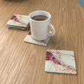 Red, Teal & Gold Marble Glass Coasters – Abstract Agate Design – lifestyle mockup 1