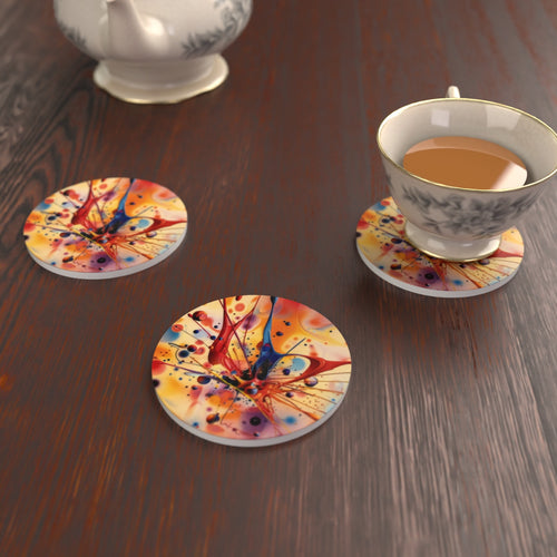 Acrylic Oil Splash No.5 Round Ceramic Coasters – Set of 6 – lifestyle mockup 2
