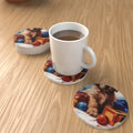 Golden Retriever Puppy Watercolour Ceramic Coasters – Set of 6 – lifestyle mockup 1