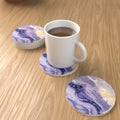 Lilac, Violet & Gold Marble Round Ceramic Coasters – Set of 6 – lifestyle mockup 1