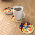 Wildflower Meadow Watercolour Ceramic Coasters – Set of 6 – lifestyle mockup 1