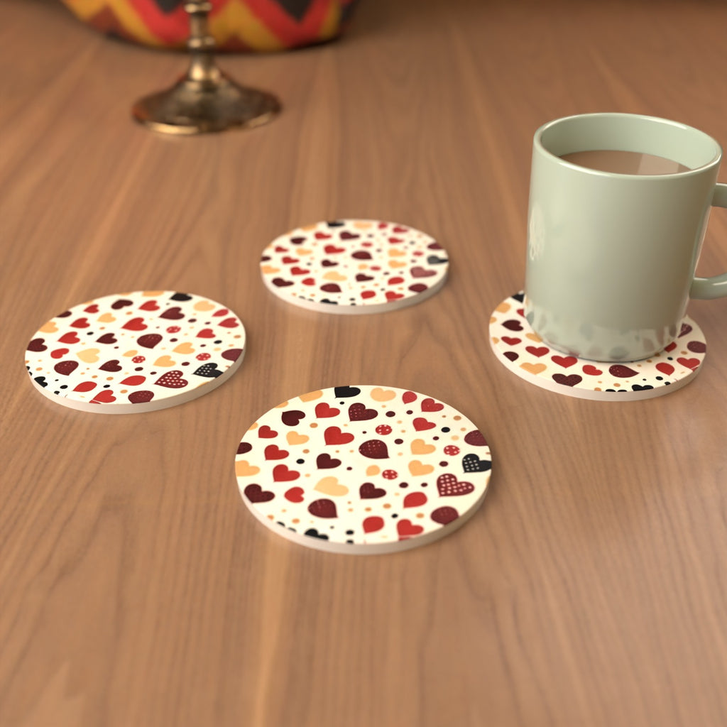Where the Heart Is Multicoloured Heart Ceramic Coasters – Set of 6 – lifestyle mockup 3