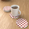 Where the Heart Is Red & White Heart Ceramic Coasters – Set of 6 – lifestyle mockup 1