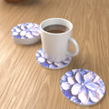 Lilac Lily Oil Painting Round Ceramic Coasters – Set of 6 – lifestyle mockup 1