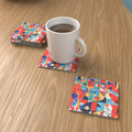 Abstract Minimalist No.2 Square Glass Coasters – Set of 6 – lifestyle mockup 1