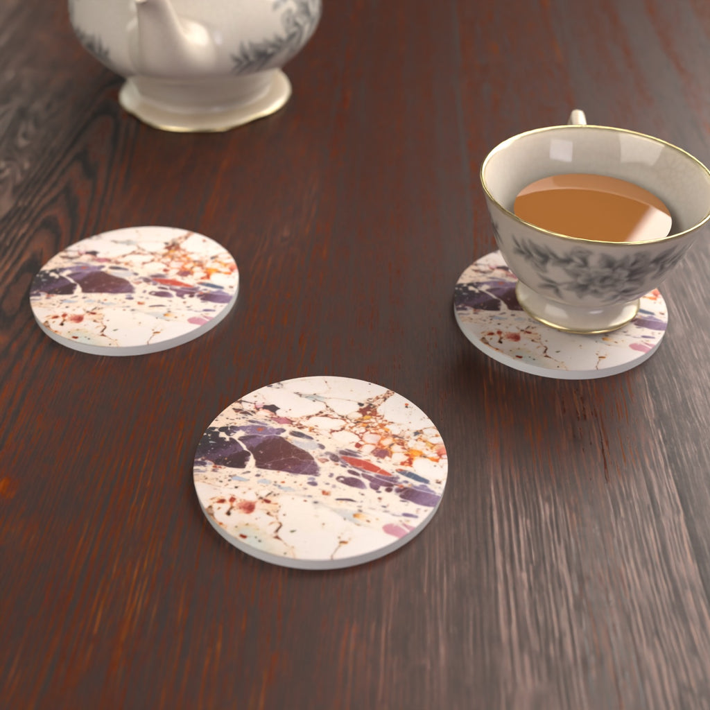 Terrazzo Splash Round Ceramic Coasters – Set of 6 – lifestyle mockup 2