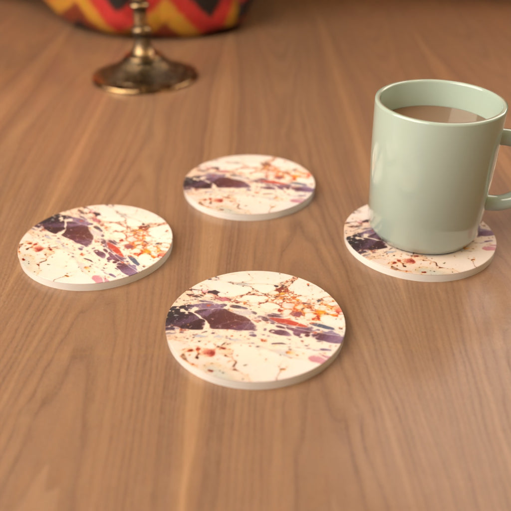 Terrazzo Splash Round Ceramic Coasters – Set of 6 – lifestyle mockup 3