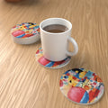 Abstract Geometric Round Ceramic Coasters – Set of 6 – lifestyle mockup 1