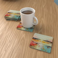 Watercolour Landscape Square Glass Coasters – Set of 6 – lifestyle mockup 1