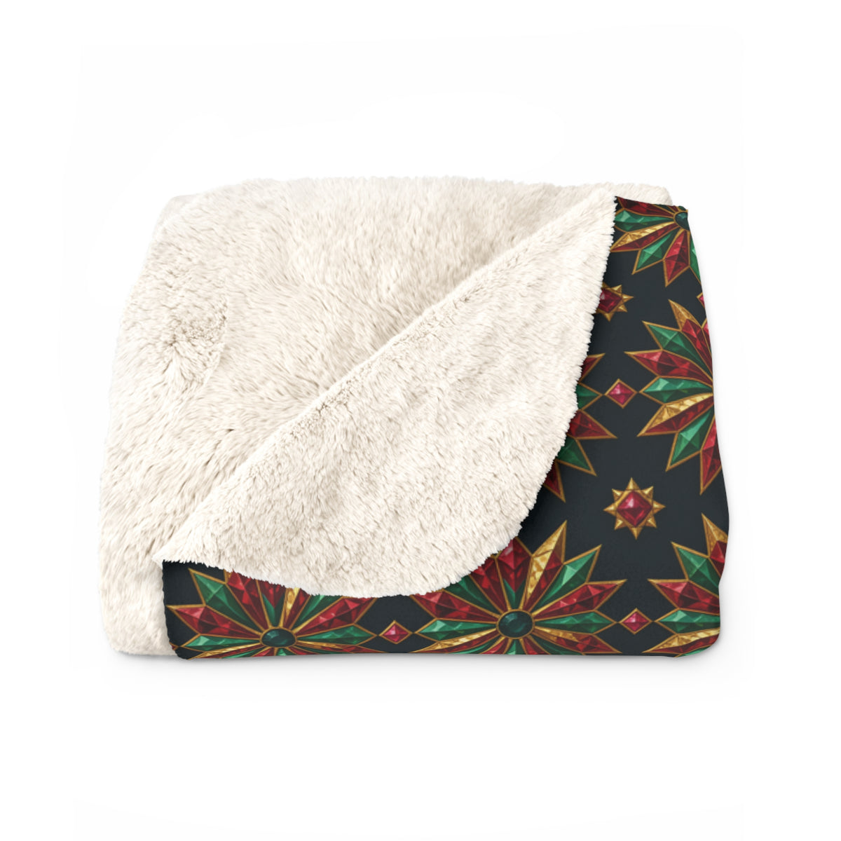 Starburst Medallions Sherpa Fleece Blanket – Kaleidoscopic Pattern