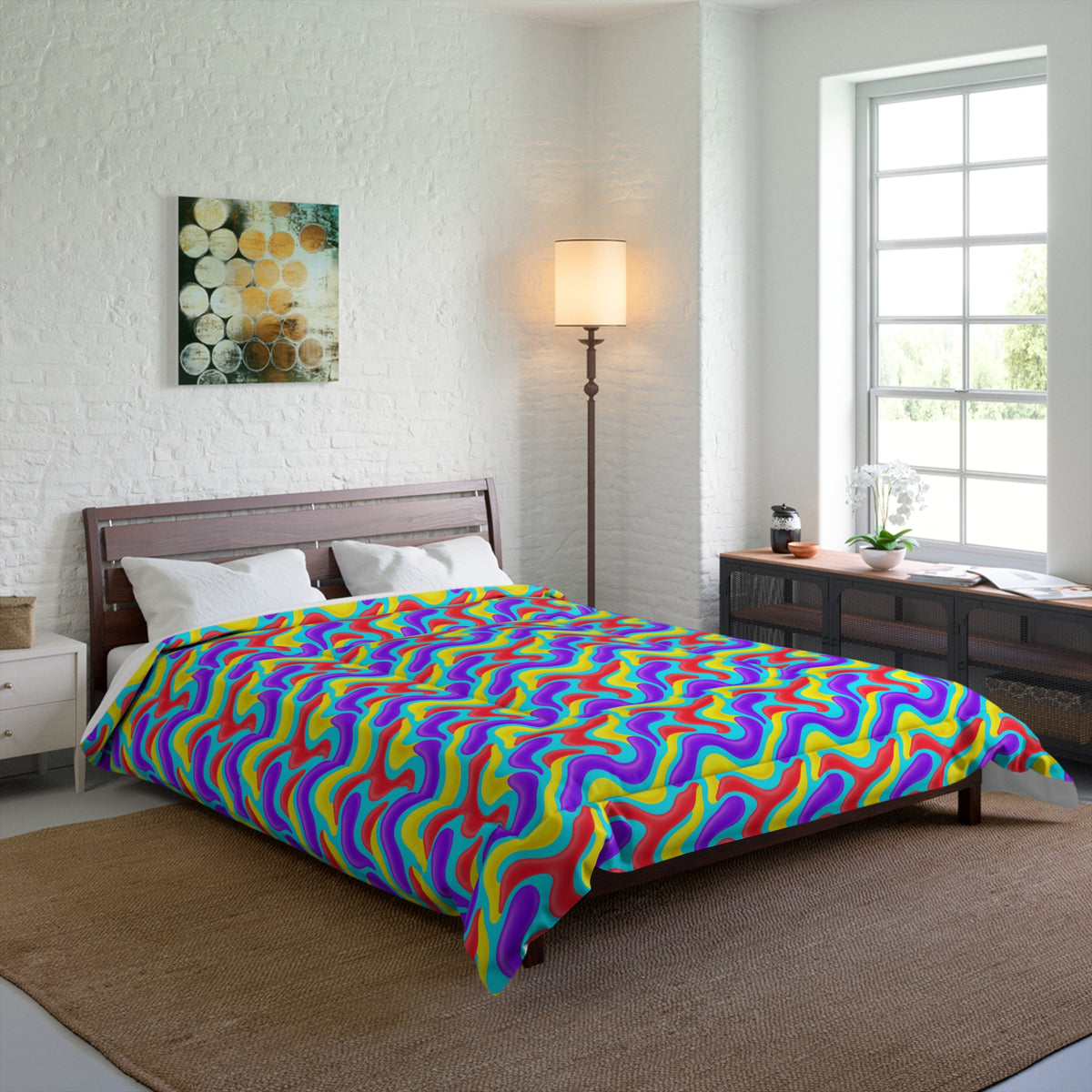 Liquid Band Ripple Comforter – Op-Art Fluid Bands Pattern