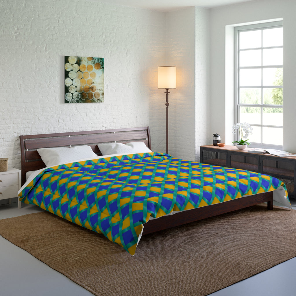 Broad Gold Diamond Trellis Comforter – Peacock Jewel