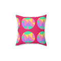 Broken Circle Planes Faux Suede Cushion – Candy Pop on Raspberry