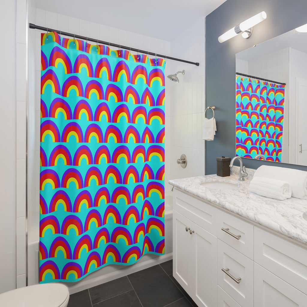 Chromatic Scallop Ripple Shower Curtain – Op-Art Scallops Pattern