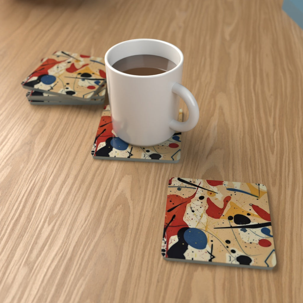 Ink Splat Abstract Square Glass Coasters – Set of 6 – Pre-order – lifestyle mockup 1
