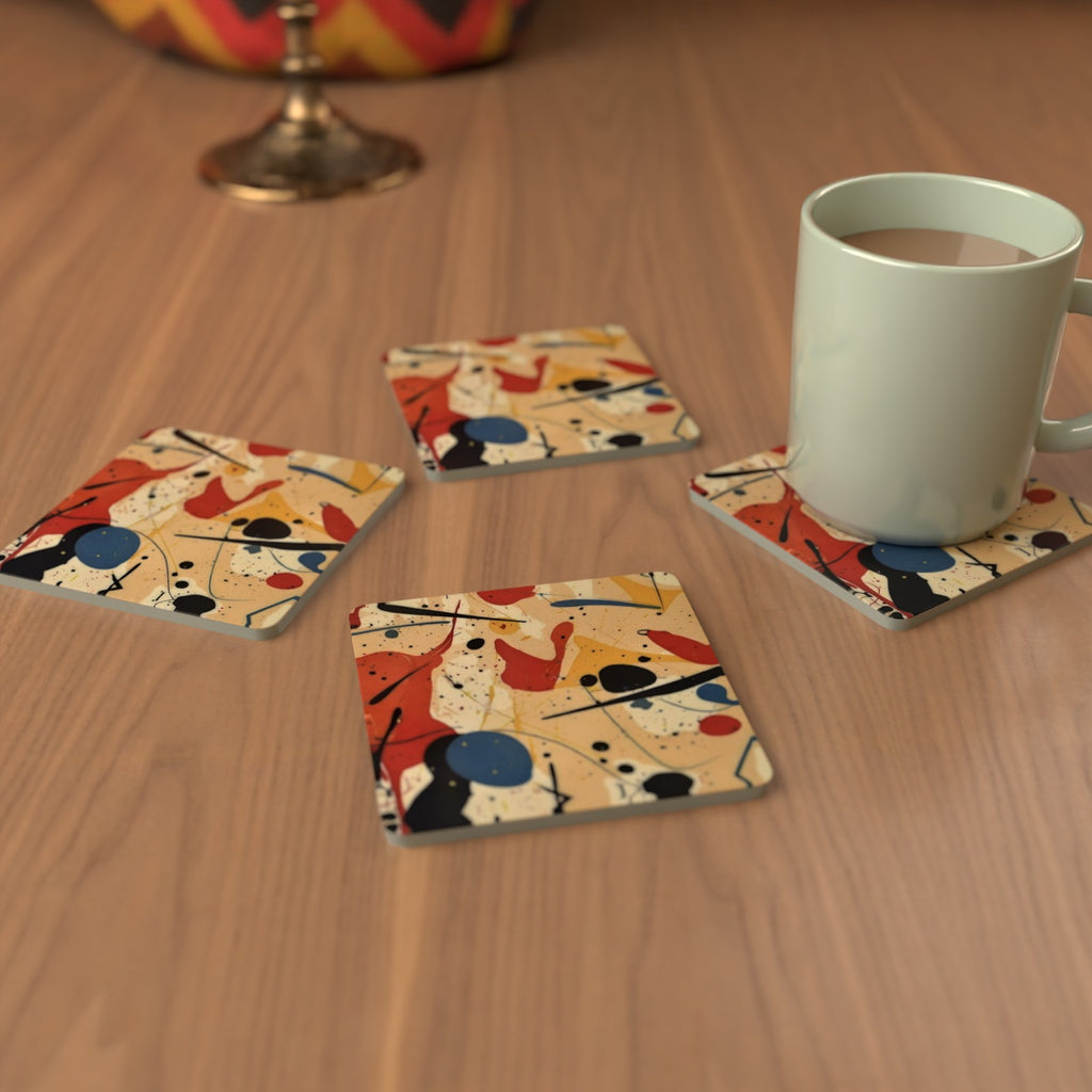 Ink Splat Abstract Square Glass Coasters – Set of 6 – Pre-order – lifestyle mockup 3
