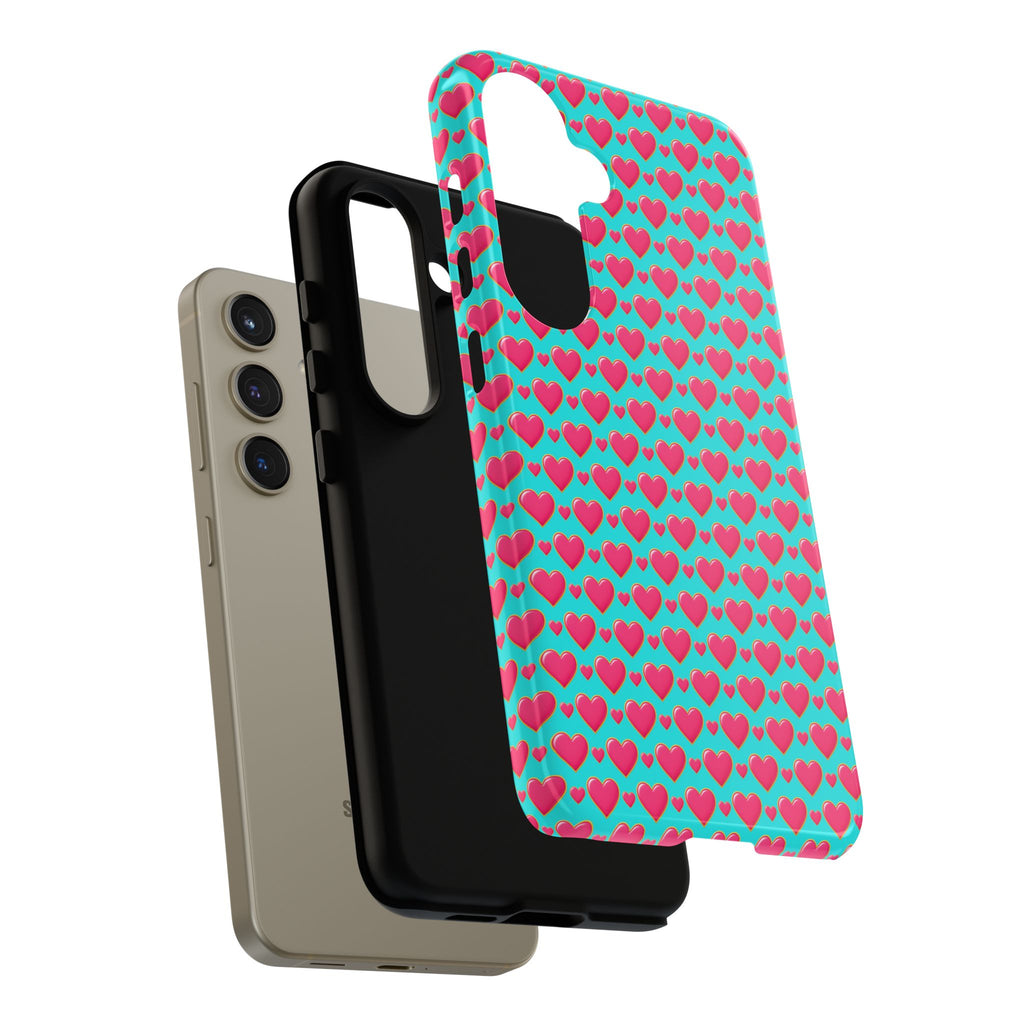 Heart Bubble Grid Tough Phone Case – Pop Hearts Pattern