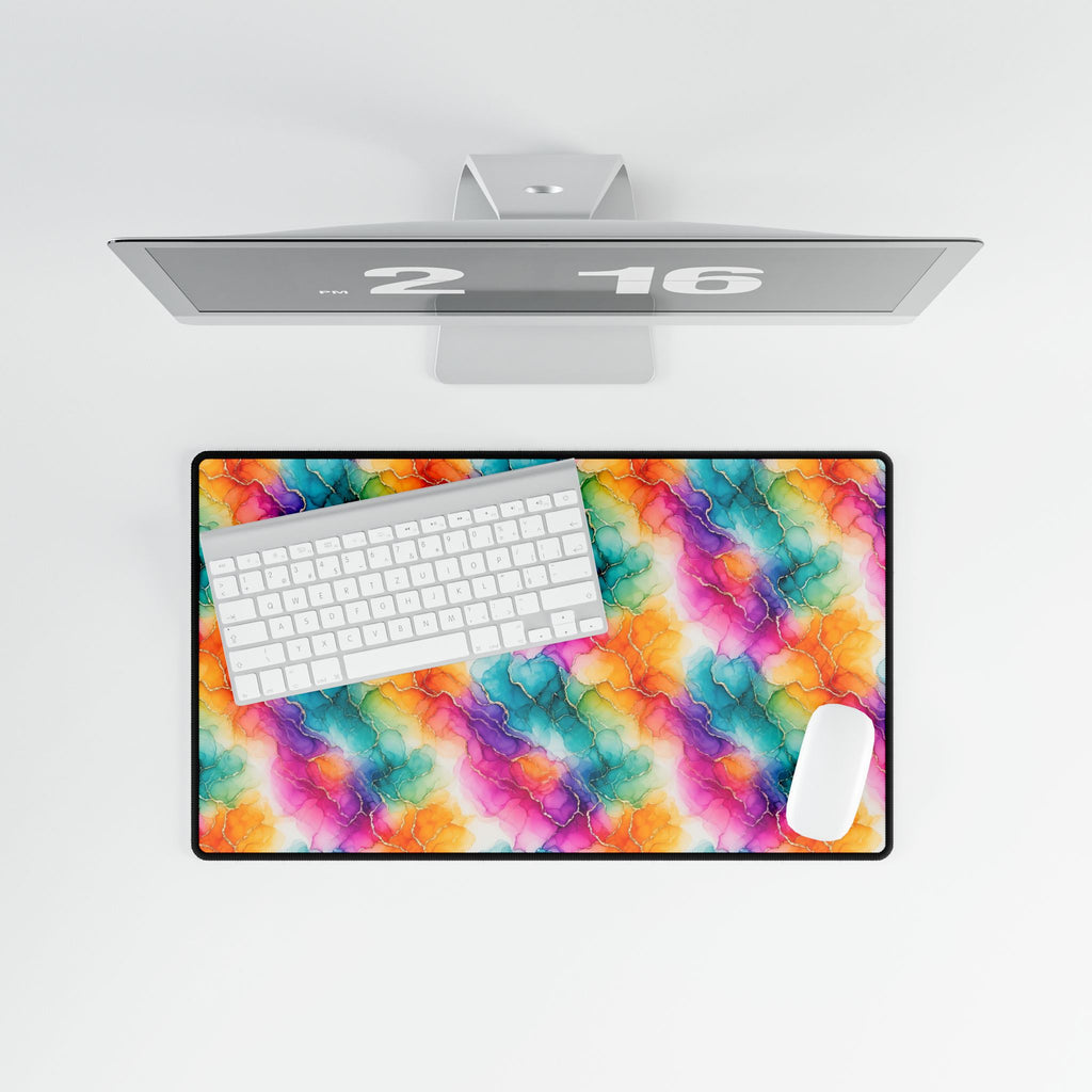 Rainbow Alcohol Ink Bloom Desk Mat