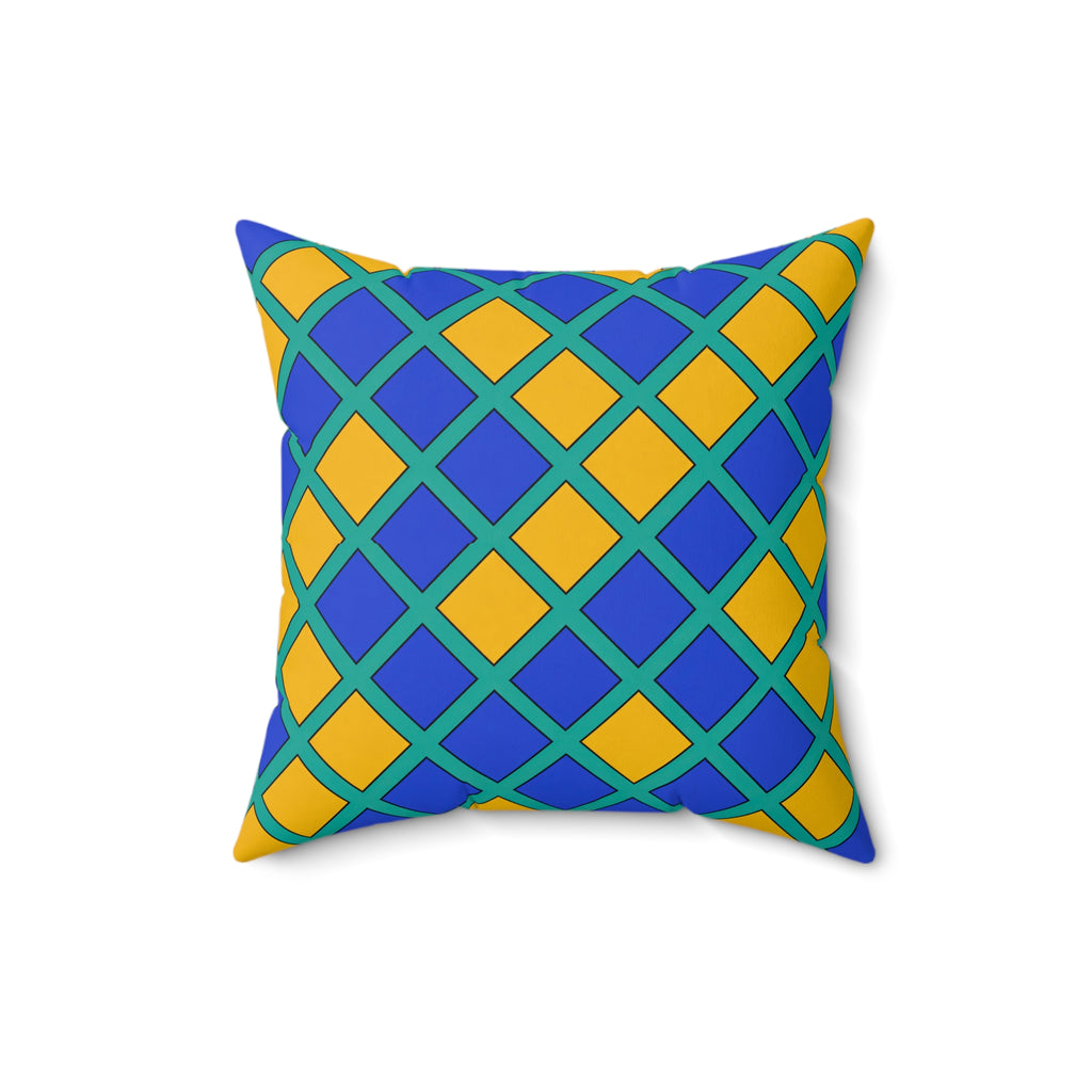 Harlequin Gold Grid Faux Suede Cushion – Peacock Jewel