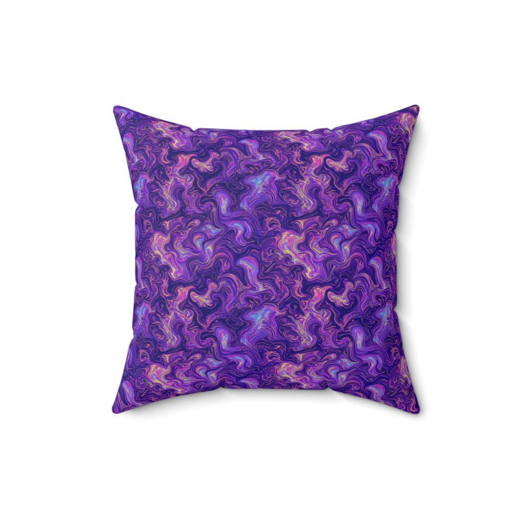 Ultraviolet Marble Swirl Faux Suede Cushion – Psychedelic Marbling Pattern