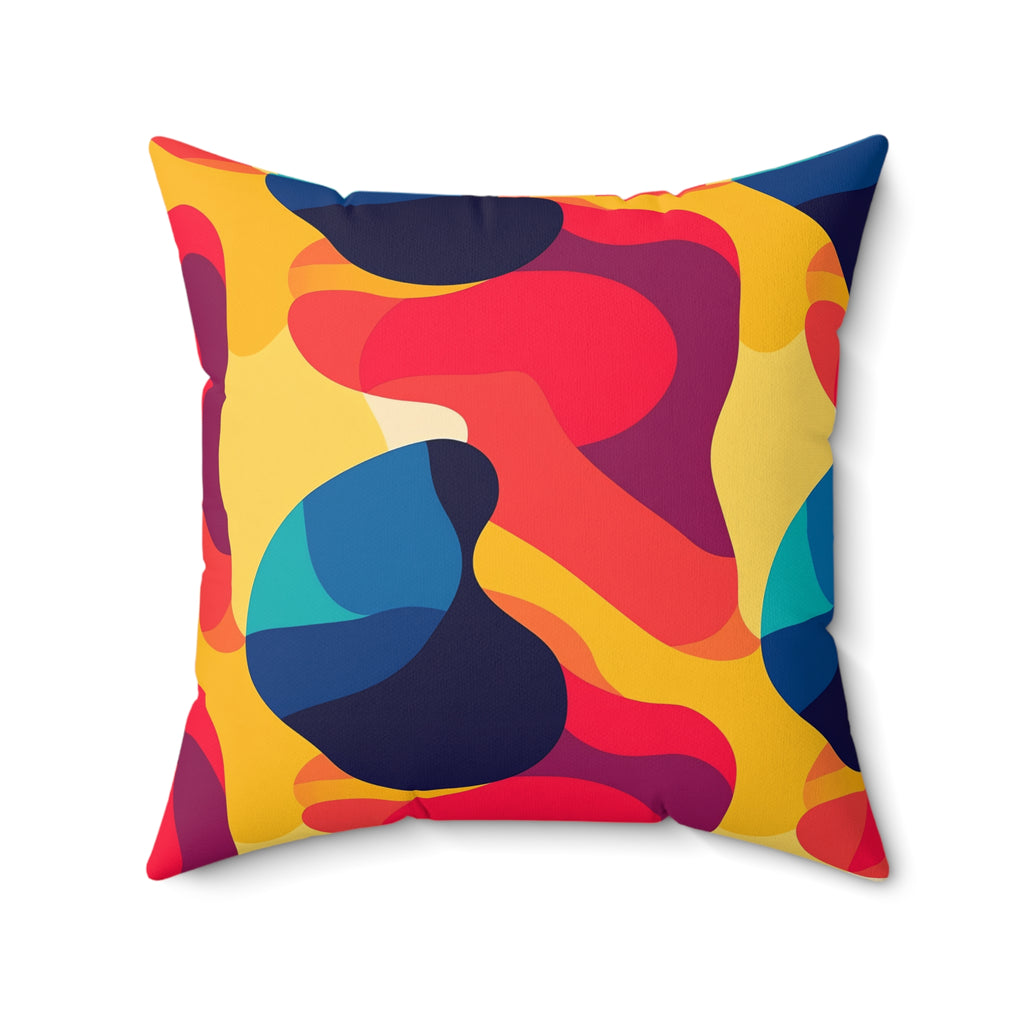 Bold Blob Camo Faux Suede Cushion – Abstract Shapes Pattern