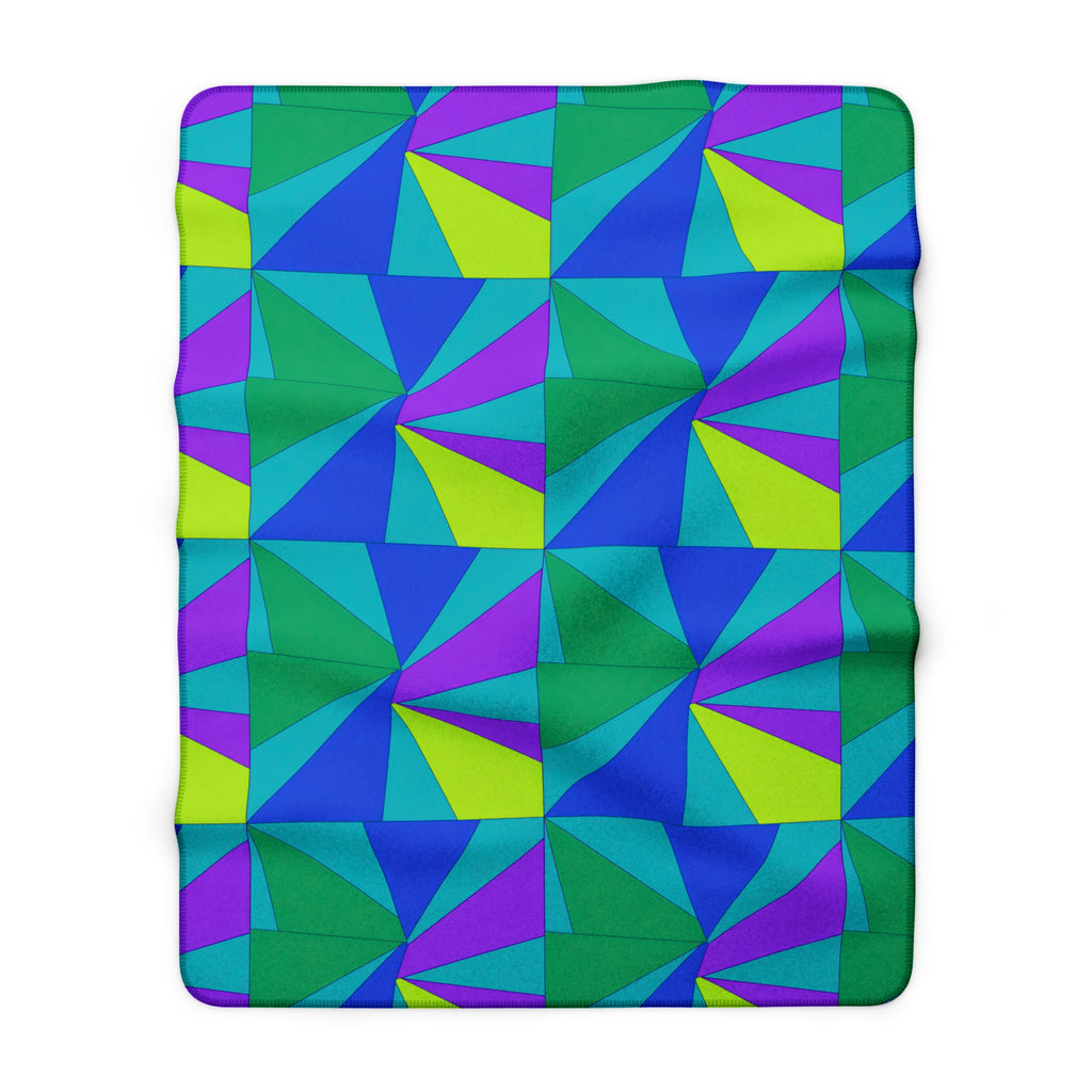Cubist Sunburst Blocks Sherpa Fleece Blanket – Peacock Jewel