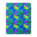 Cubist Sunburst Blocks Sherpa Fleece Blanket – Peacock Jewel