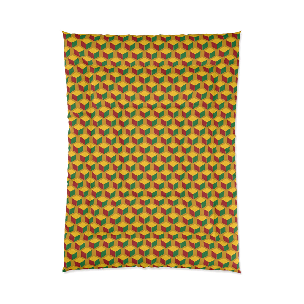 Giant Faceted Cubes II Comforter – Isometric Op-Art Pattern