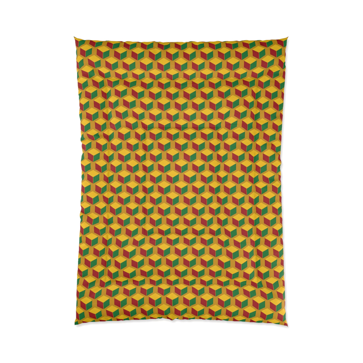 Giant Faceted Cubes II Comforter – Isometric Op-Art Pattern