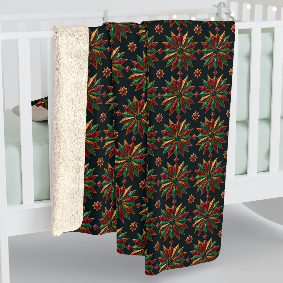 Starburst Medallions Sherpa Fleece Blanket – Kaleidoscopic Pattern