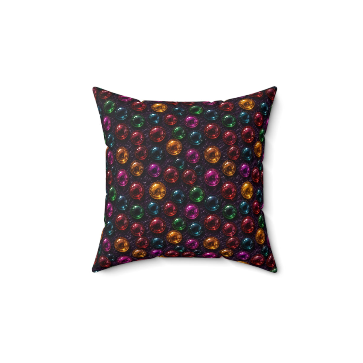 Mirror Glass Orbs Faux Suede Cushion – Holographic-Look Jelly Pattern