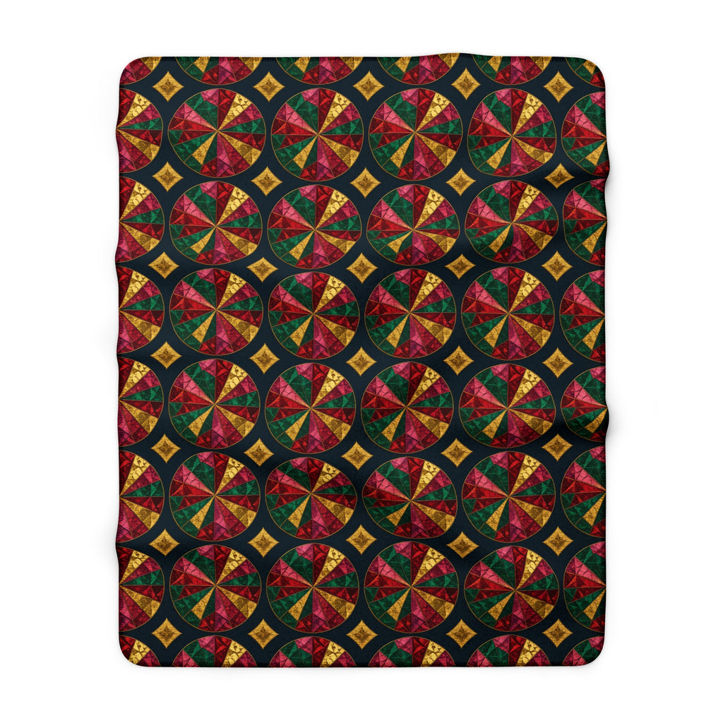 Kaleido Jewel Wheels Sherpa Fleece Blanket – Kaleidoscopic Pattern