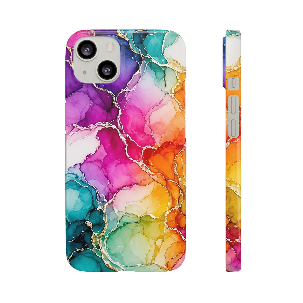 Rainbow Alcohol Ink Bloom Slim Phone Case