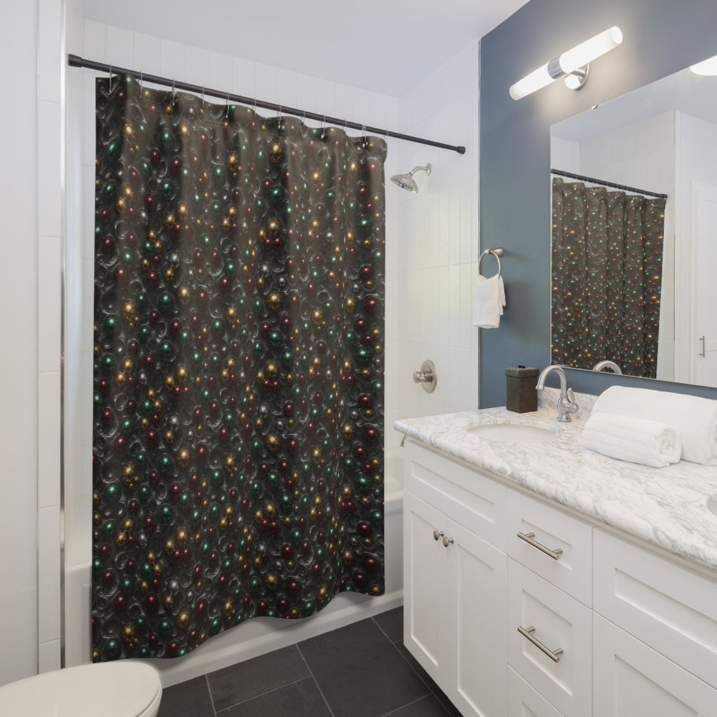 Jewel Bubble Clusters Shower Curtain – Liquid Chrome Pattern