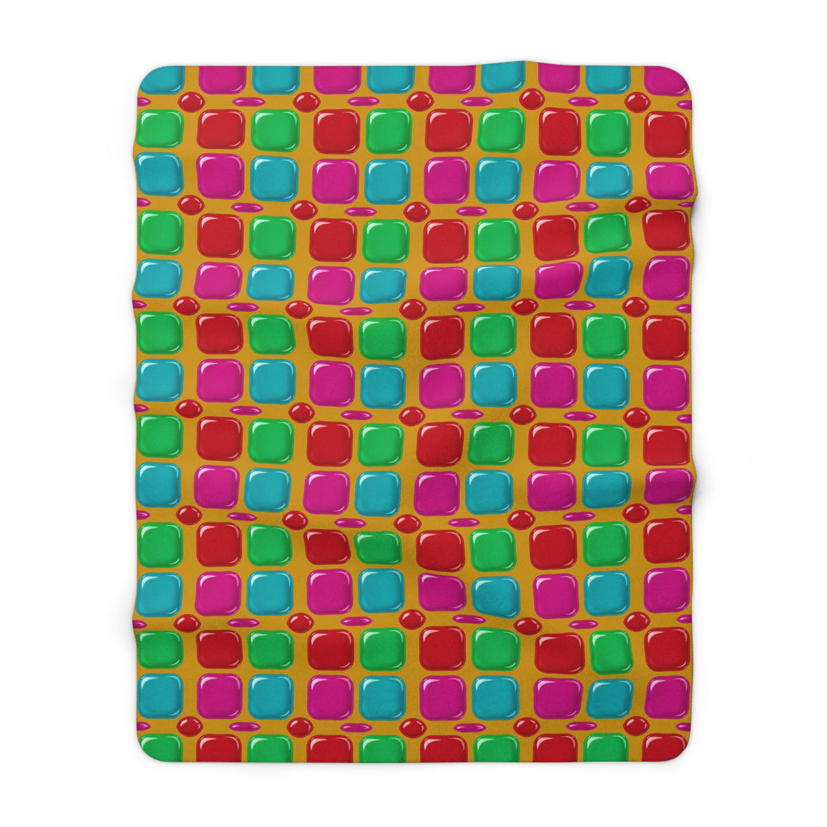 Giant Puffy Glass Cushions Sherpa Fleece Blanket – Glossy Candy Glass Pattern