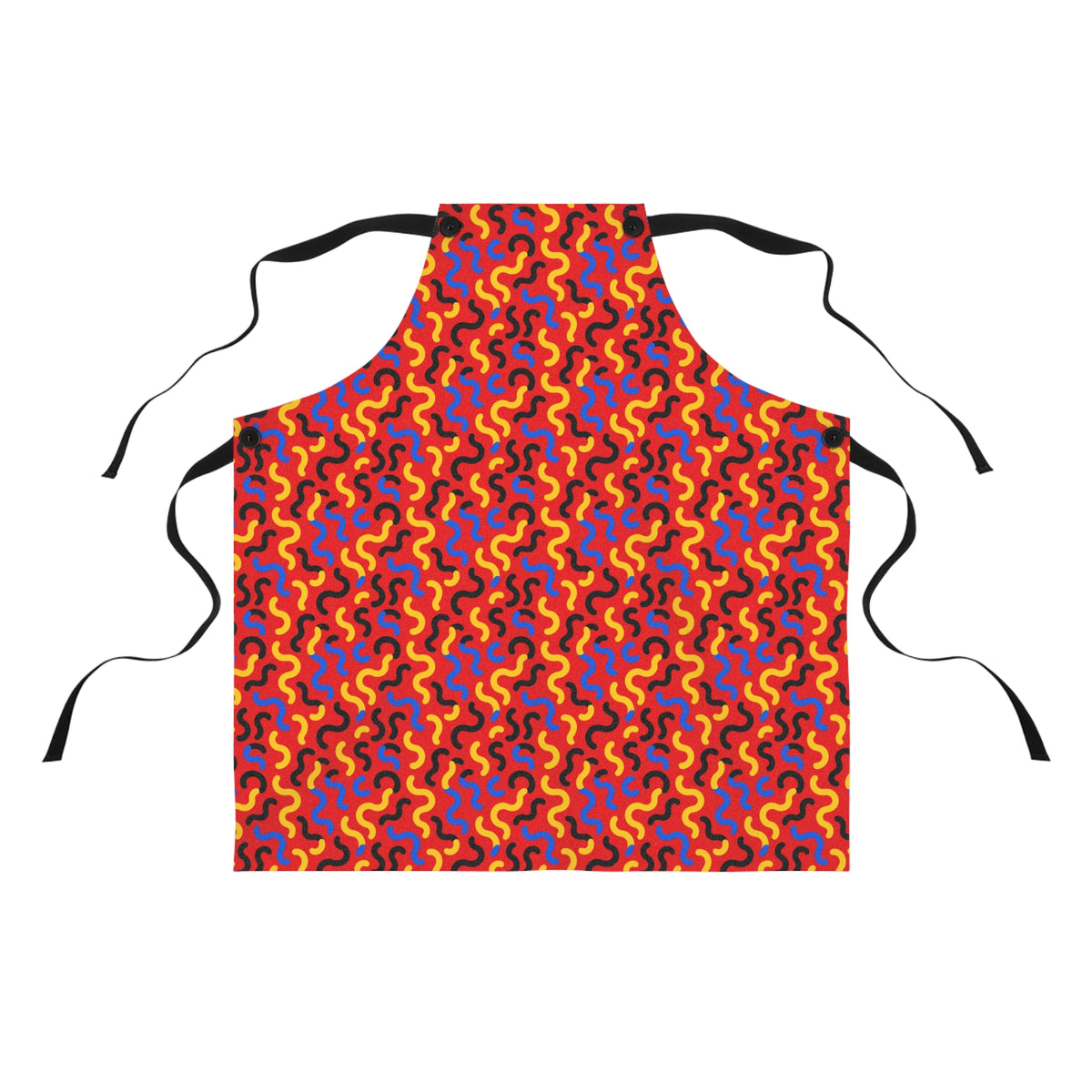 Squiggle Red Apron – Bold Primary Abstract Pattern