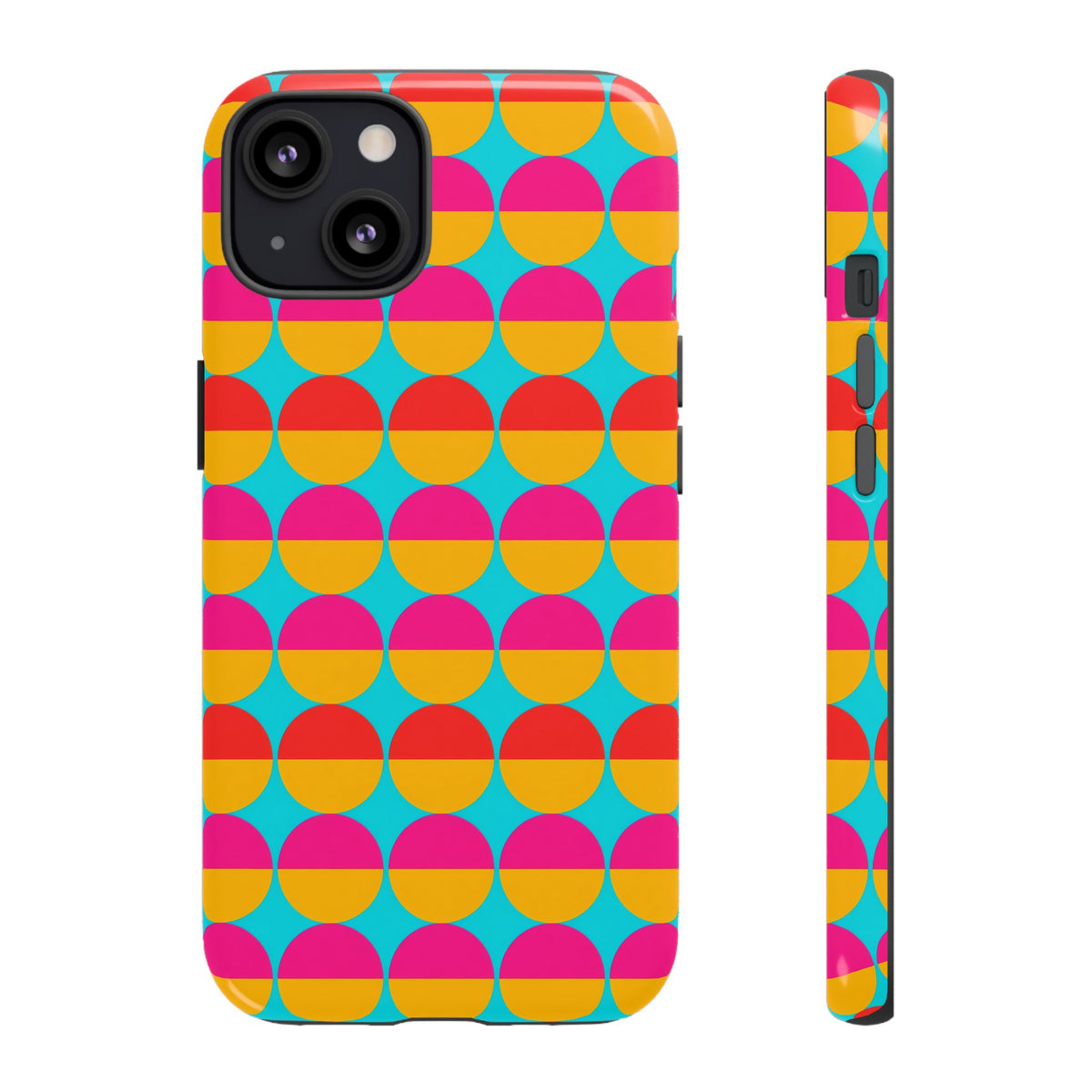 Half-Moon Stack Tough Phone Case – Geometric Blocks Pattern