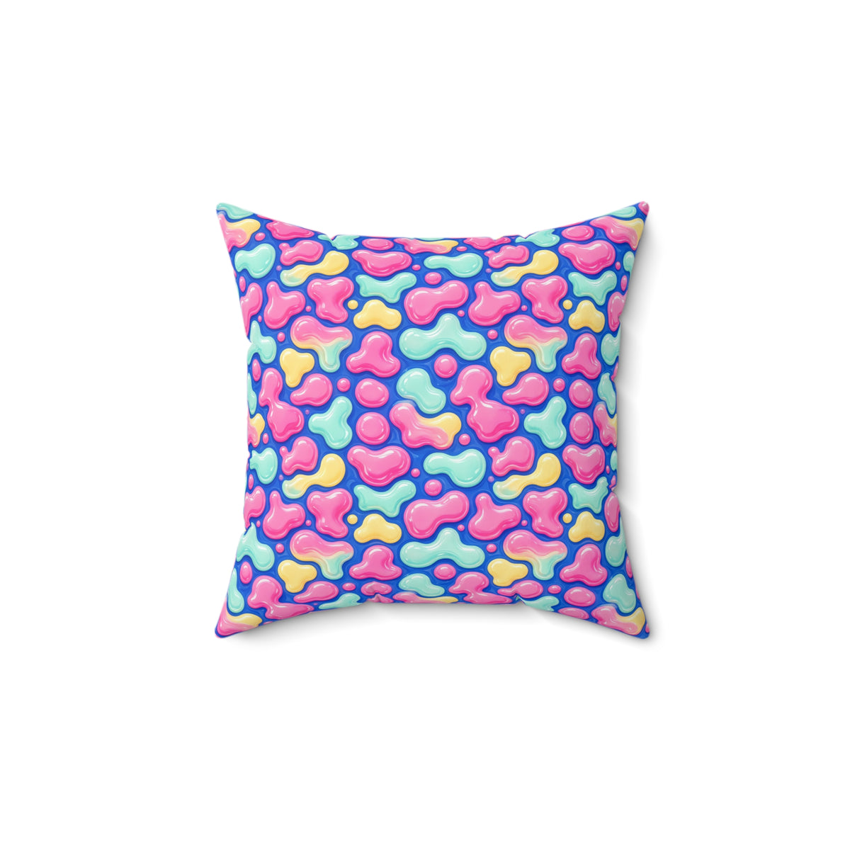 Pastel Lava Blobs Faux Suede Cushion – Candy Fluid Art Pattern