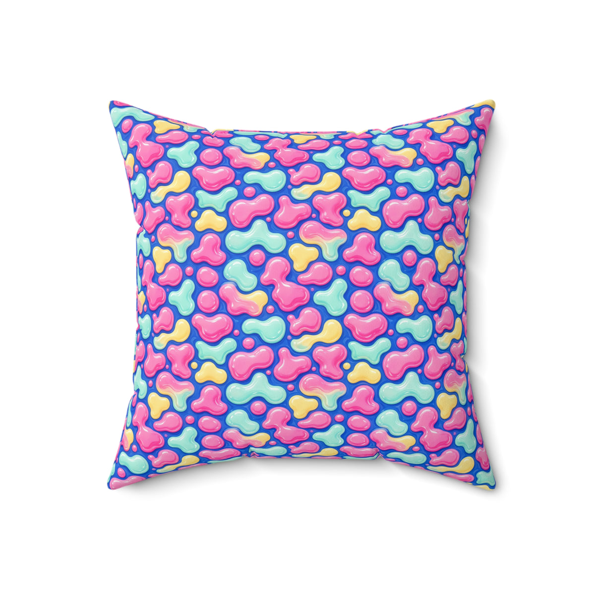 Pastel Lava Blobs Faux Suede Cushion – Candy Fluid Art Pattern
