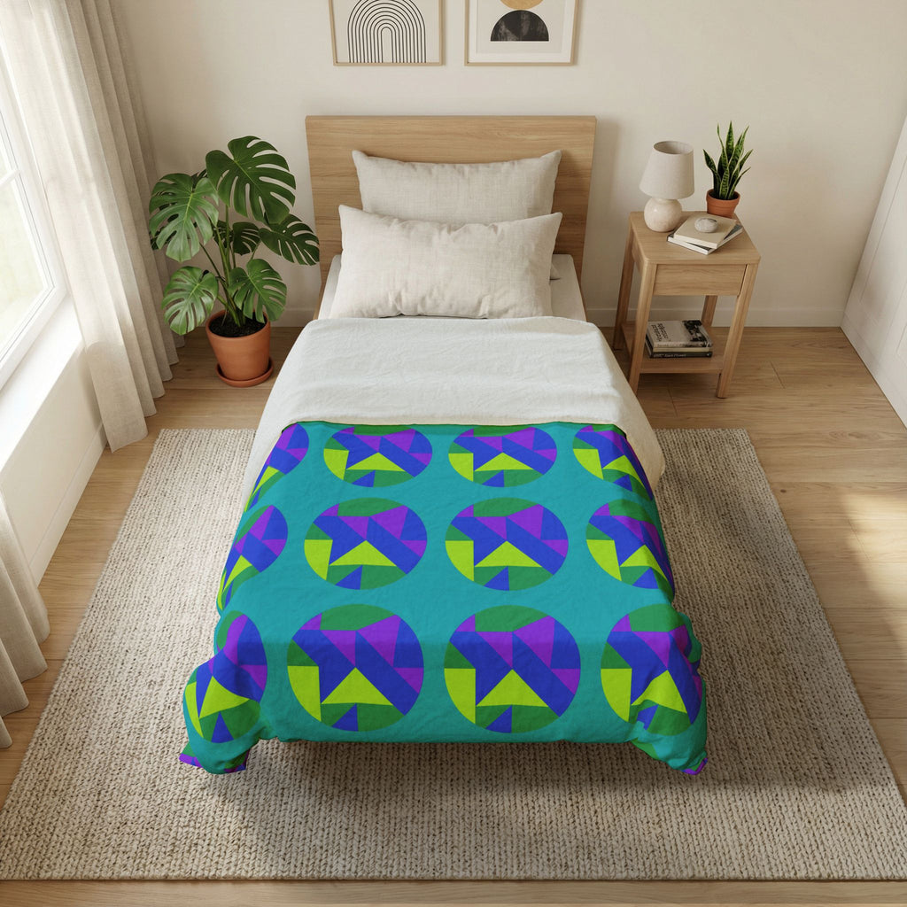 Broken Circle Planes Cotton Duvet Cover – Peacock Jewel