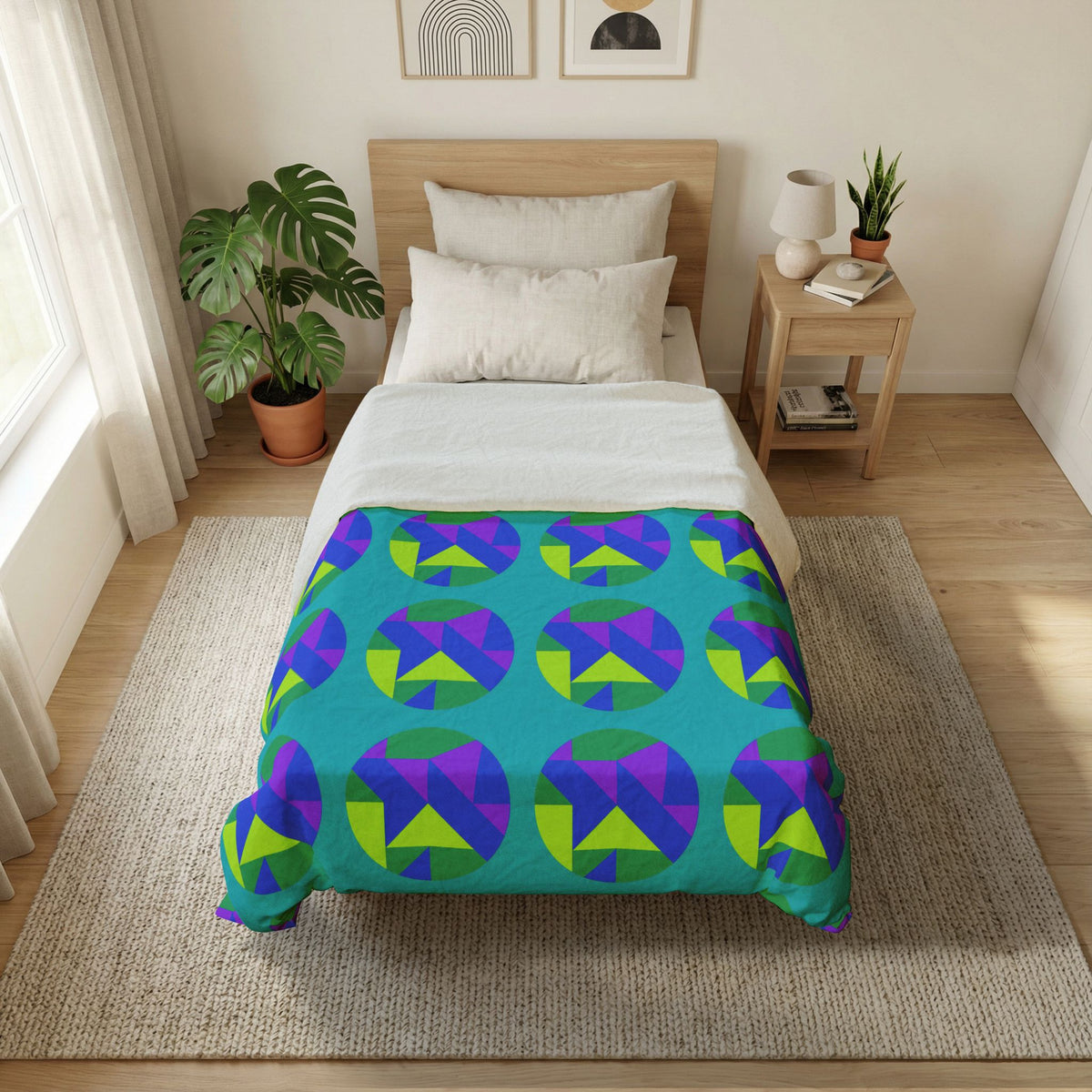 Broken Circle Planes Cotton Duvet Cover – Peacock Jewel